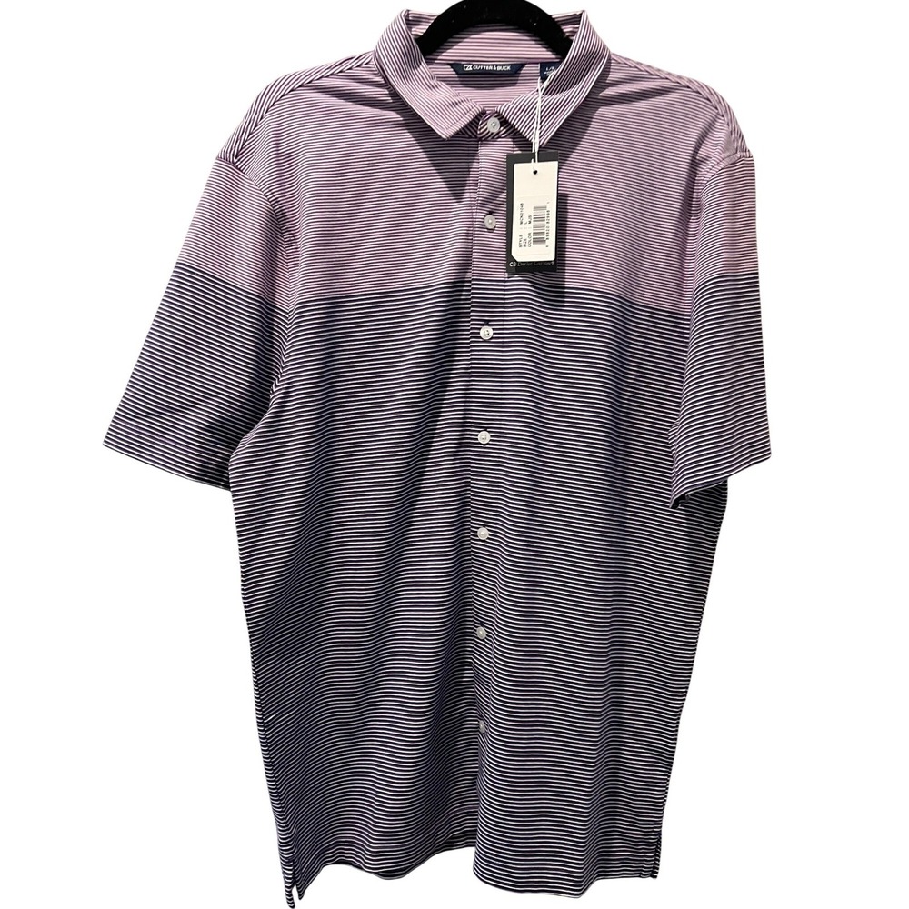Cutter & Buck Mens Short Sleeve Golf‎ Polo Shirt Large Purple CB Logo New W Tags